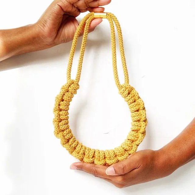 The Knotty Cotton Necklace Mustard
