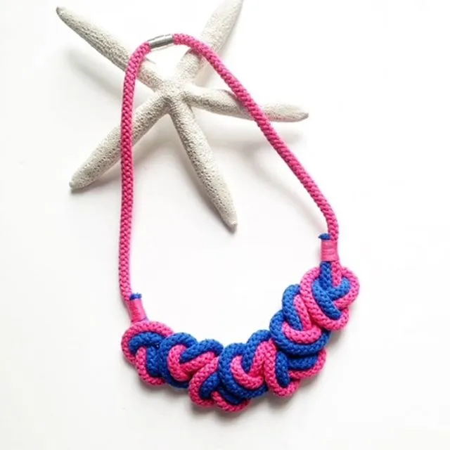 The Hearts Necklace Fuchsia And Blue