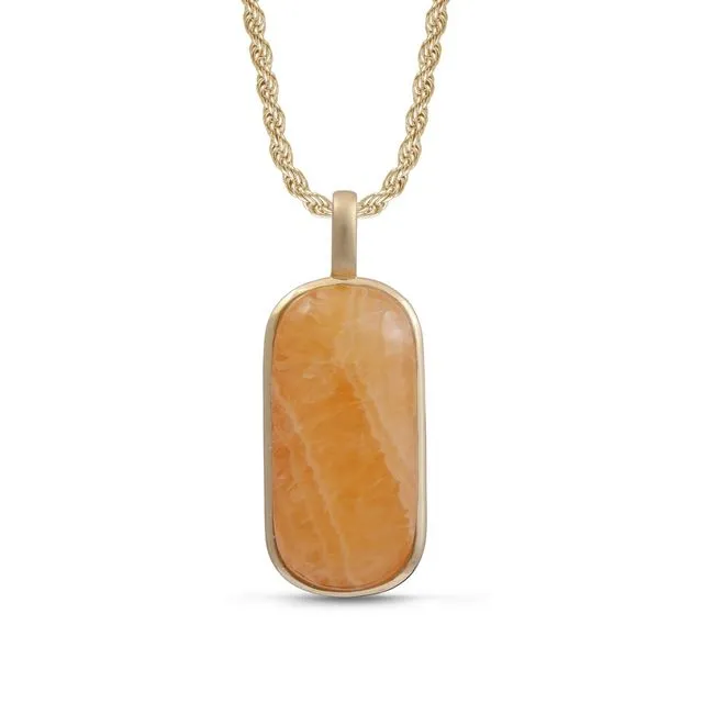 Yellow Lace Agate Tag In 14k Yellow Gold Plated Sterling Silver