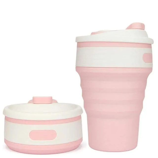 Hot Folding Silicone Cup Portable Silicone Telescopic Drinking Collapsible Coffee Cup Multi-function Foldable Silica Mug Travel - Pink