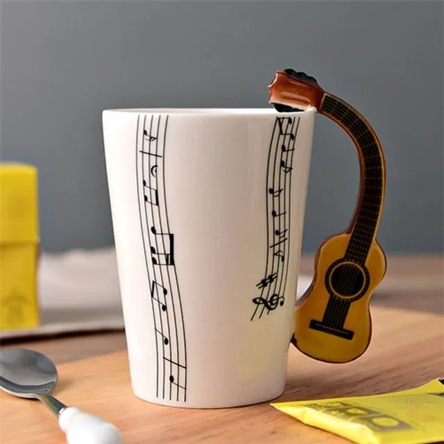 Mug Music Creative Guitar Style Violin Ceramic Cup With Handle Elegant Milk Coffee Tea Set Eco-Friendly Novel Holiday Gift - 250ml Style2