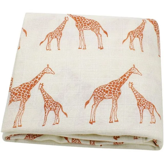 70% Bamboo+30% Cotton Muslin Swaddles Baby Blankets Newborn Bedding Blanket Feeding Cover Flower Baby Blanket Diaper - Giraffee-1