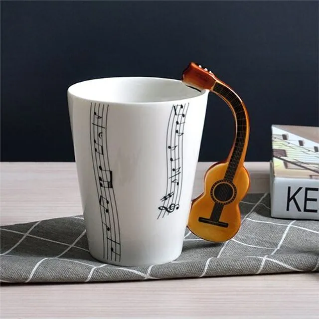 Mug Music Creative Guitar Style Violin Ceramic Cup With Handle Elegant Milk Coffee Tea Set Eco-Friendly Novel Holiday Gift - 400ml Style6