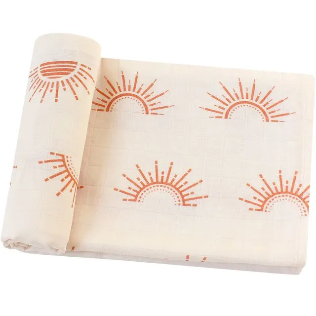 120x120cm Newborn Bedding Cotton Bamboo Blanket Swaddling Baby Blankets Muslin Swaddle Blanket Diaper (Sun)