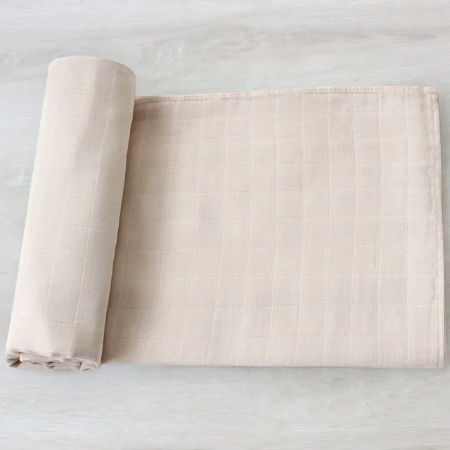 120x120cm Newborn Bedding Cotton Bamboo Blanket Swaddling Baby Blankets Muslin Swaddle Blanket Diaper (Beige)