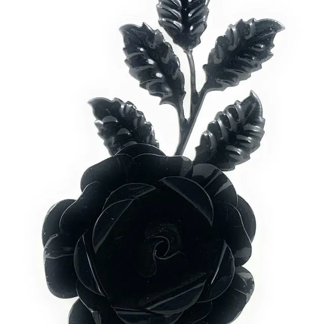 Black Rose Flower Napkin Rings - Set of 4