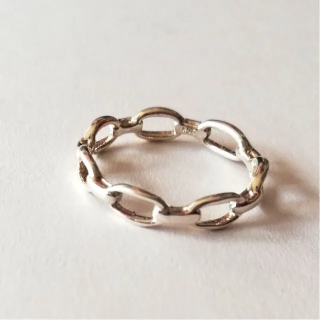 SILVER CHAIN RING - Silver - polished