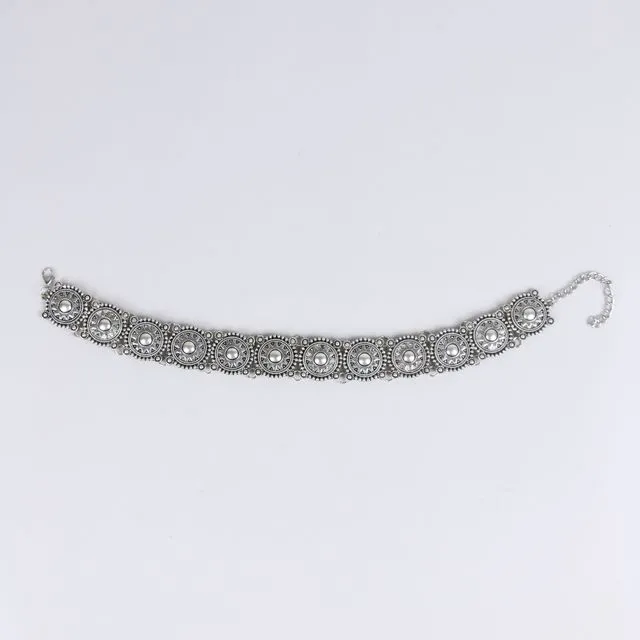 Lovemystyle Thick Silver Round Sun Disc Choker