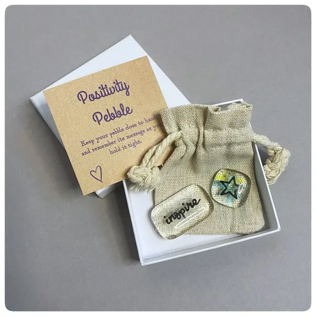 Inspire Positivity Pebble set - fused glass pocket pebbles