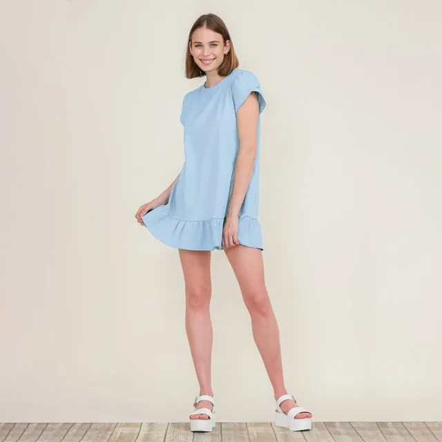 Ruffle Hem Cotton Tunics Peplum Mini Shirt Dress SML (2-2-2) 1 Pack