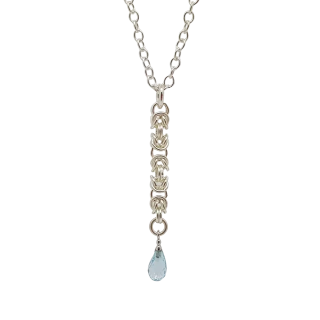 "Delicate Byzantine Blue Topaz" ~ Sterling Silver Necklace