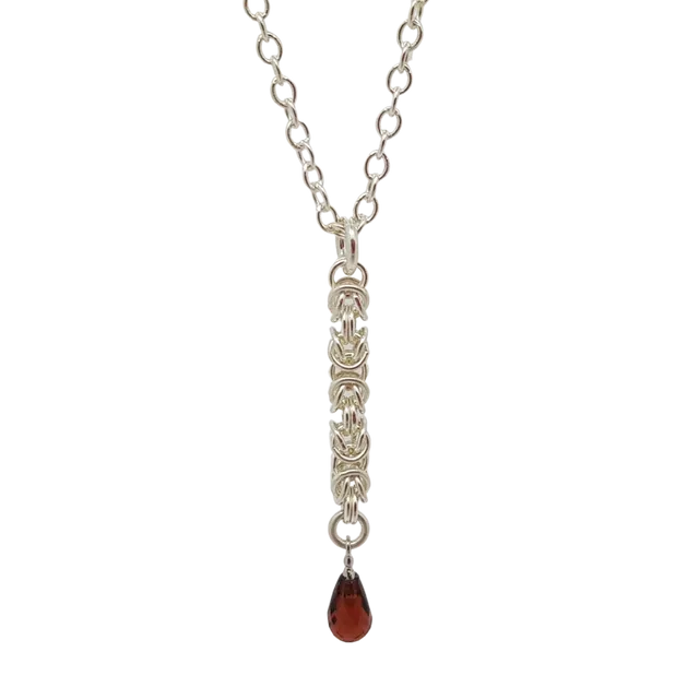"Delicate Byzantine Garnet" ~ Sterling Silver Necklace