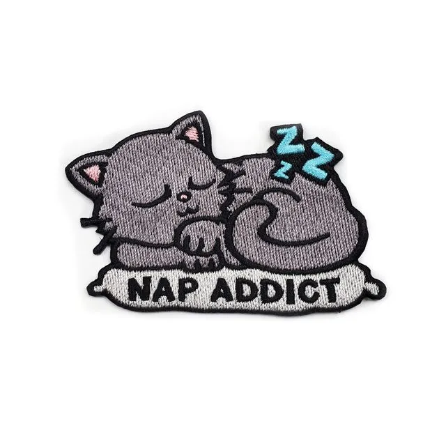 Nap Addict Iron on or Sew on Embroidered Patch