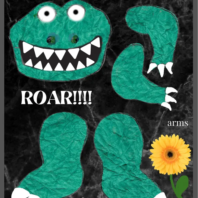 Roar - Green Dinosaur Paper Doll Kit