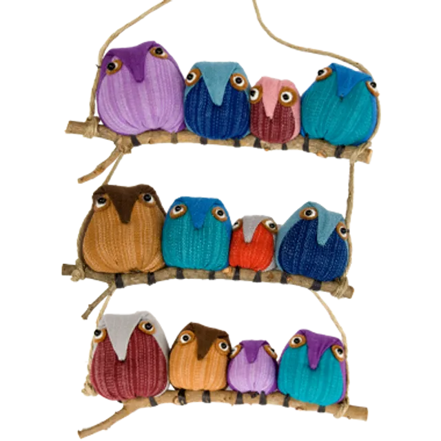 Owl Ornaments - Owls - Family of 4 - 3/pk