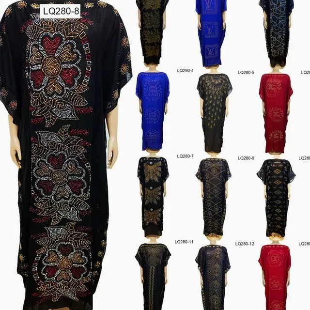 Ab Laurels New African Diamond Long Dashiki Flower Design Dress For Lady African Clothes Nice Dress - LQ280-8
