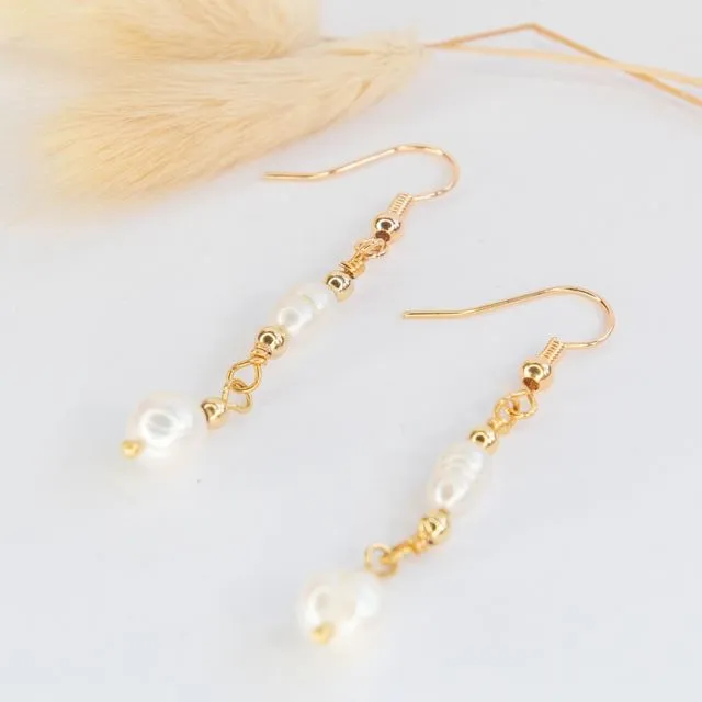 RHEA Bridal Earrings with real baroque freshwater pearls
