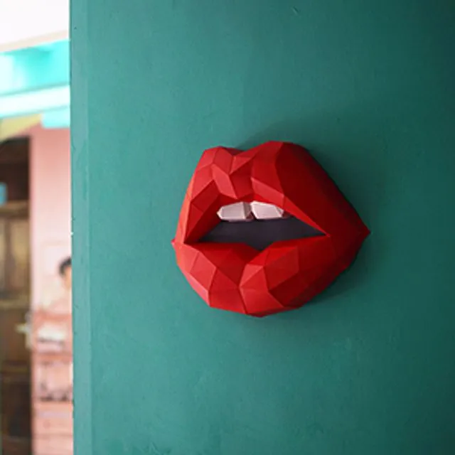 Red 3D Lips Wall Art