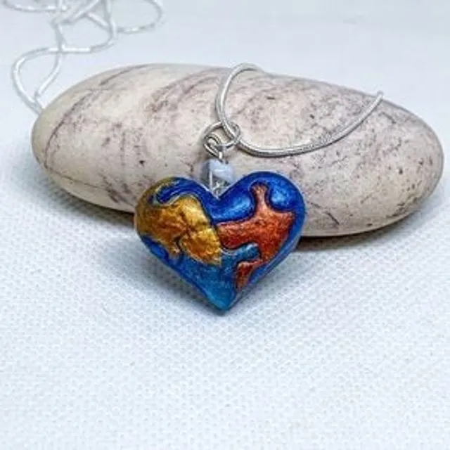 Autism awareness puzzle heart necklace