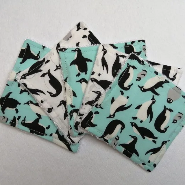 Reusable Bamboo Face Wipes - Penguins