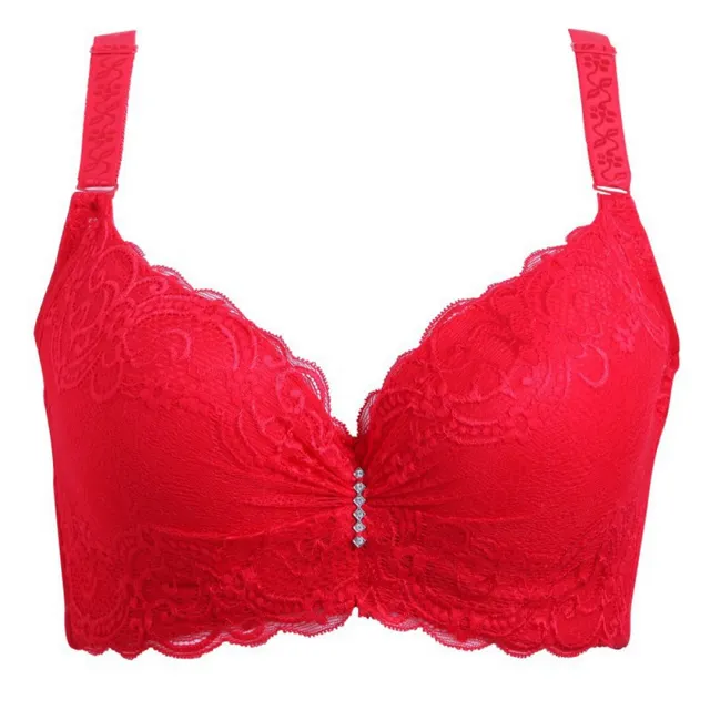 Lace Bra for Women Adjustable Breathable Fashion 3/4 Cup Lace Sexy Women Underwear Thin Section Cup Bra - Red