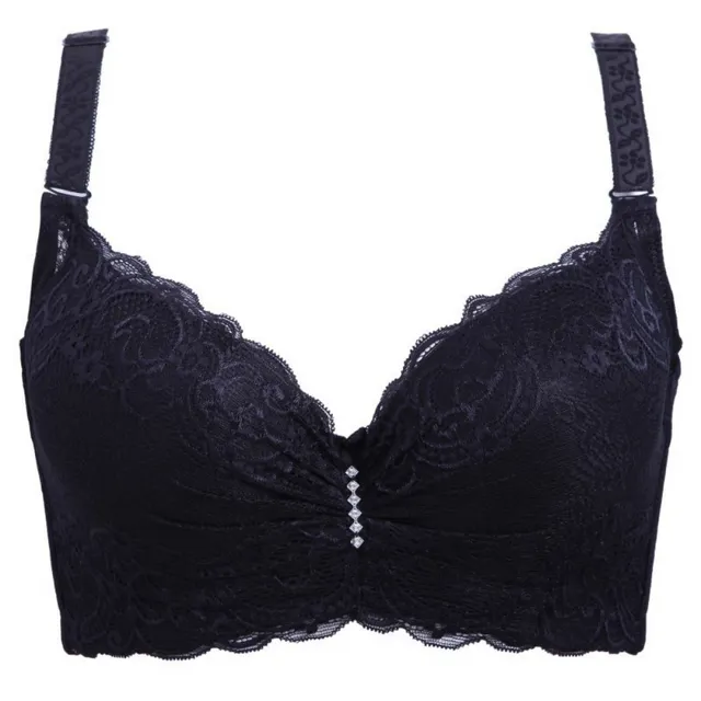 Lace Bra for Women Adjustable Breathable Fashion 3/4 Cup Lace Sexy Women Underwear Thin Section Cup Bra - Black