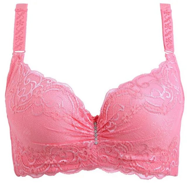 Lace Bra for Women Adjustable Breathable Fashion 3/4 Cup Lace Sexy Women Underwear Thin Section Cup Bra - Rose Red