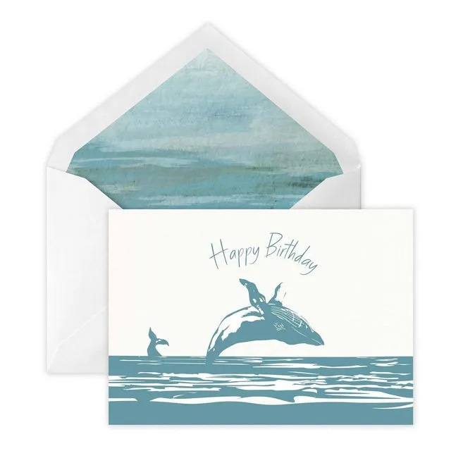 Breaching Whale Birthday Card