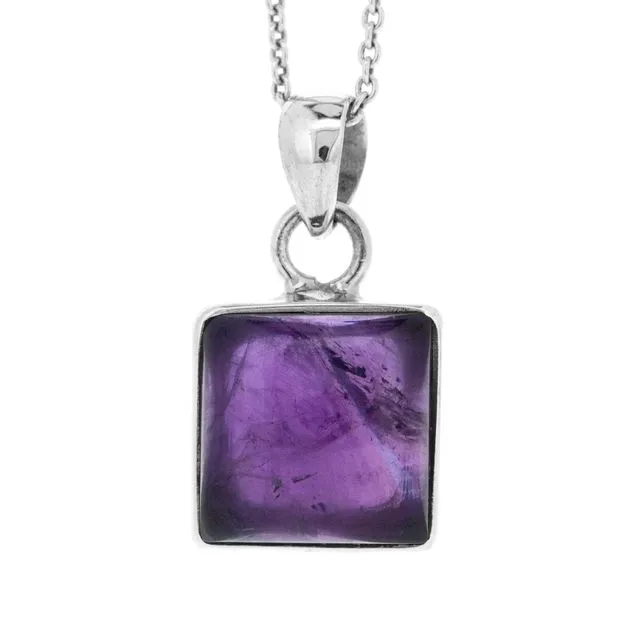 Amethyst Square Pendant with 18" Trace Chain and Presentation Box