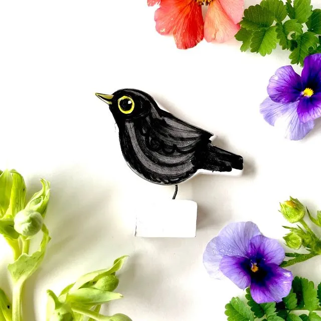 Blackbird pottery ornament