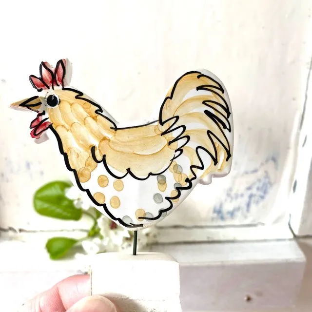 Chicken ceramic ornament