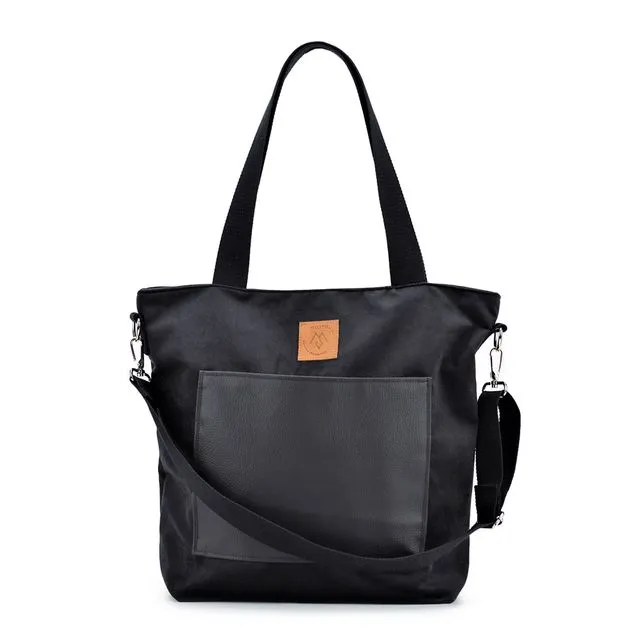 Handmade, tote bag, shopper bag, eco suede - black