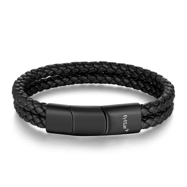 Leather Bracelet Double - Black