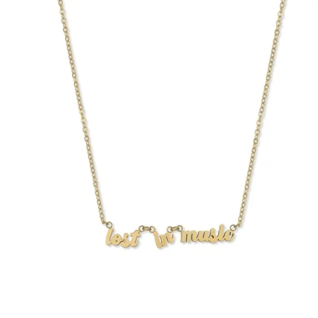 Gold Lost in Music Word Necklace