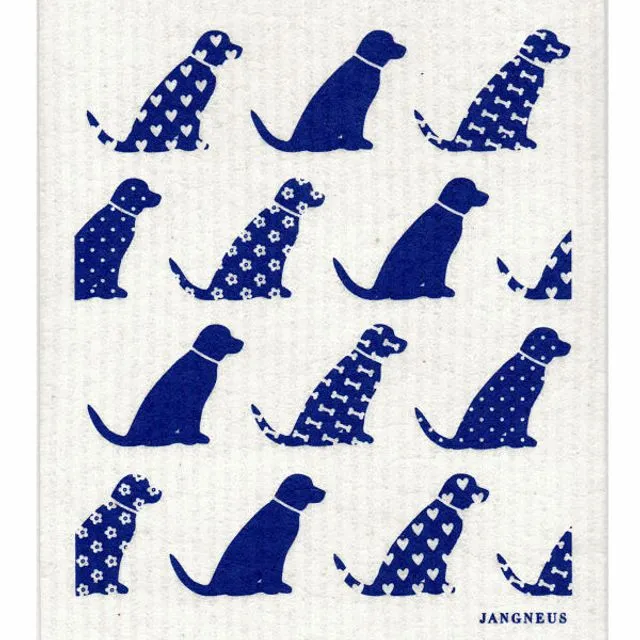 Swedish Dishcloth - Dogs - Blue