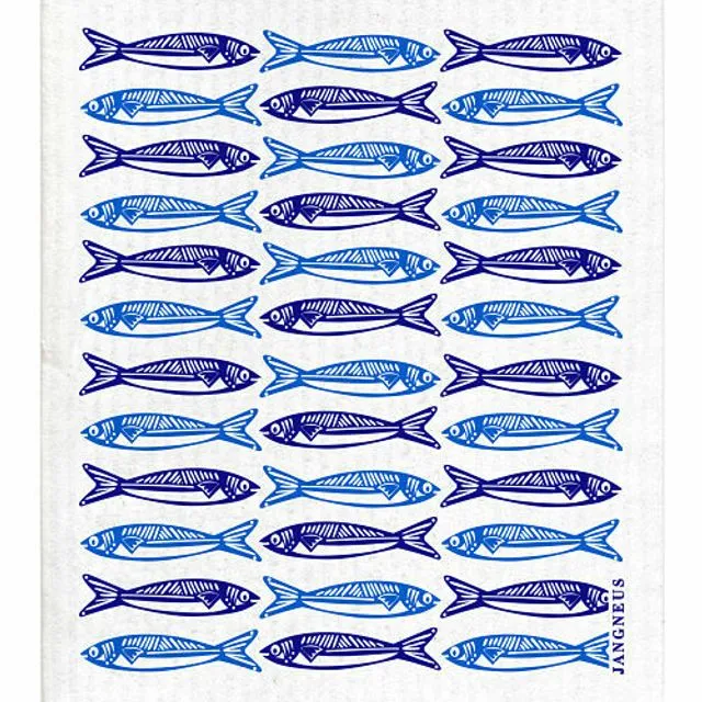 Swedish Dishcloth - Sardines - Blue