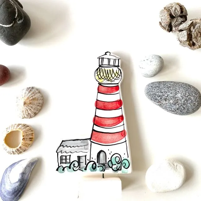 Lighthouse pottery ornament