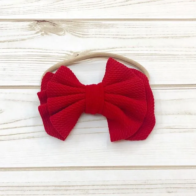 Elastic Headband with Bow - Red