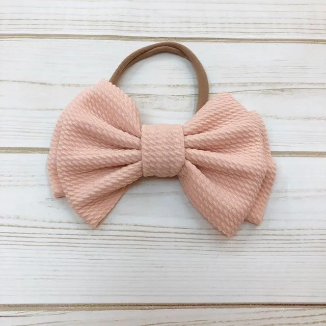 Elastic Headband with Bow - Dust Pink