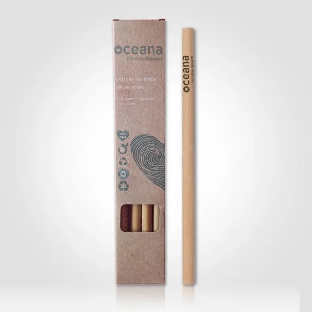 Oceana Reusable Bamboo Straws (4 straws + 1 cleaner)