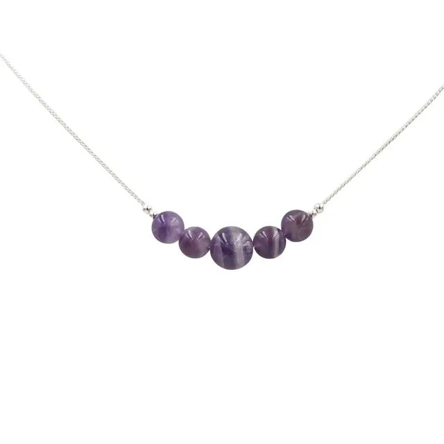 Amethysts On Silver ~ Handmade Natural Stone Sterling Silver Necklace ~ February's Birthstone ~ Made in Colorado, USA ~ Hypoallergenic