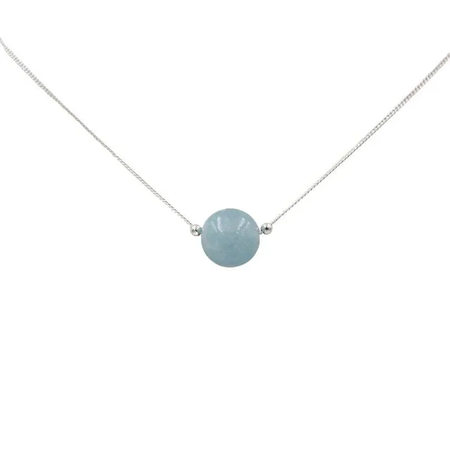 Blue Sky Solitaire ~ Handmade Aquamarine Natural Stone Sterling Silver Necklace ~ March's Birthstone ~ Made in Colorado, USA ~ Hypoallergenic