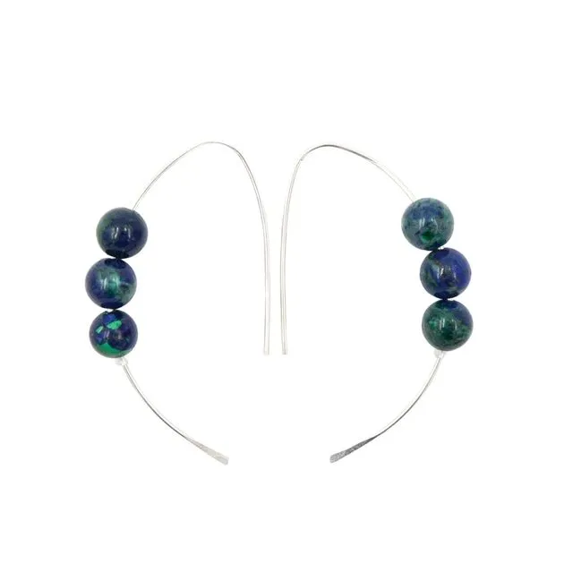 Azurite Curves ~ Handmade Natural Stone Sterling Silver Earrings ~ Made in Colorado, USA ~ Hypoallergenic ~ Tarnish Resistant