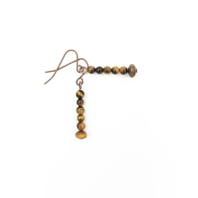 Tiger Eye Stacks On Copper ~ Handmade Natural Stone Tigereye Copper Earrings ~ Made in Colorado, USA ~ Hypoallergenic