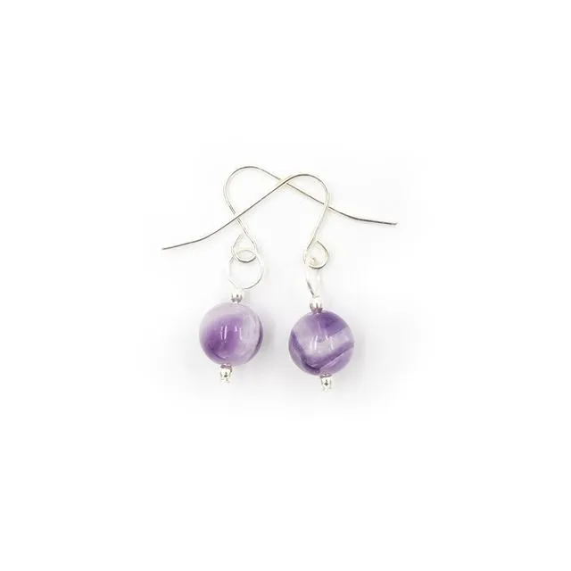 Petite Amethyst ~ Handmade Natural Stone Silver Earrings ~ February's Birthstone ~ Made in Colorado, USA ~ Hypoallergenic
