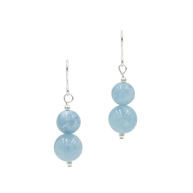 Foggy Skies Aquamarine ~ Handmade Natural Stone Silver Earrings ~ March's Birthstone ~ Made in Colorado, USA ~ Hypoallergenic