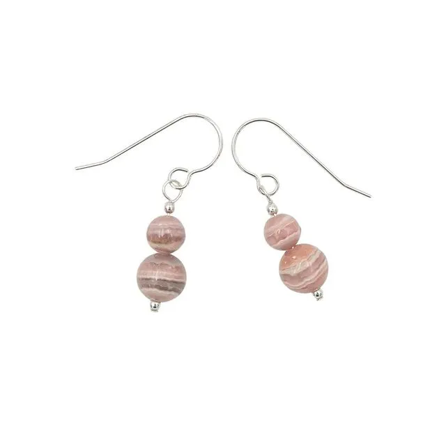 Pink Rhodochrosite On Silver ~ Handmade Natural Stone Sterling Silver Earrings ~ Colorado's State Mineral ~ Made in Colorado, USA ~ Hypoallergenic