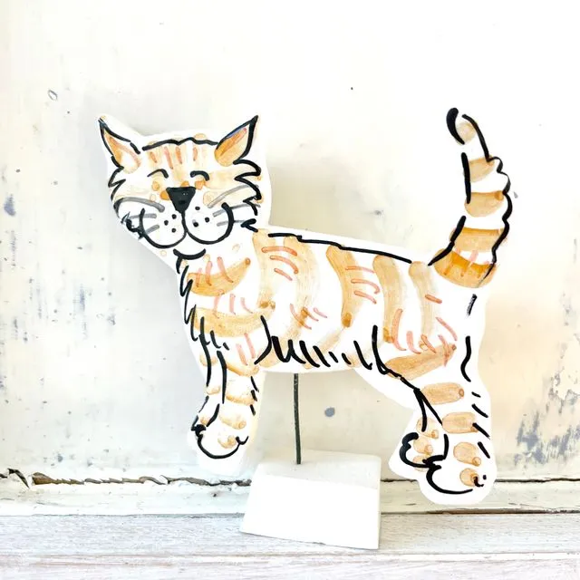 Cat pottery ornament
