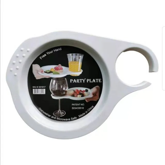 Melamine Appetizer Picnic Party Plates with Wine Glass Stemware and Cup Holder