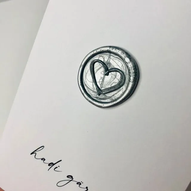 Hadi gärn - minimal modern love card with wax seal and Swiss German quote Silver